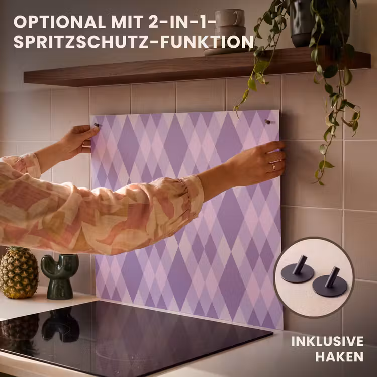 Herdabdeckplatte - Lila – Geometrisch – Rauten – Argyle – Muster — 10