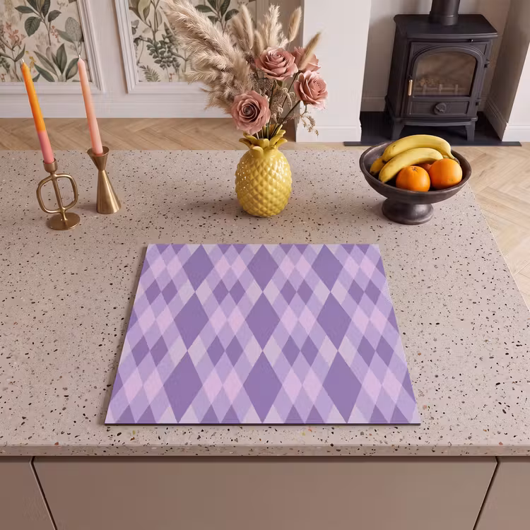 Herdabdeckplatte - Lila – Geometrisch – Rauten – Argyle – Muster — 2