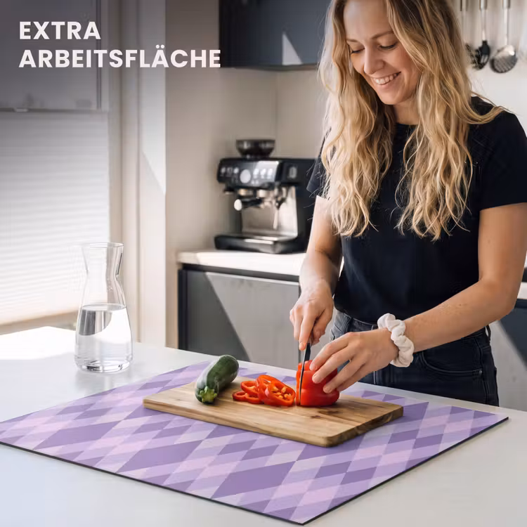 Herdabdeckplatte - Lila – Geometrisch – Rauten – Argyle – Muster — 4
