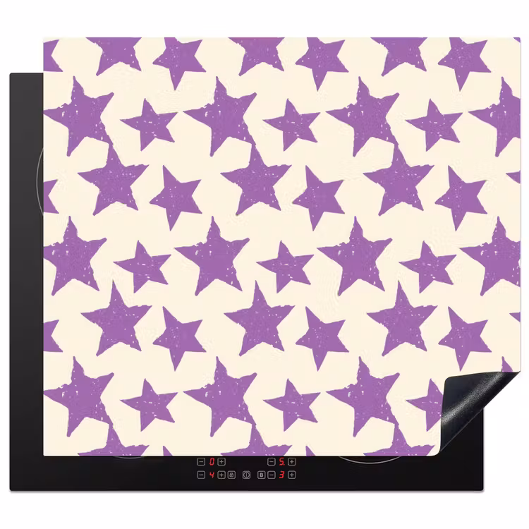 Herdabdeckplatte - Lila – Geometrisch – Sterne – Stempel – Muster — 1