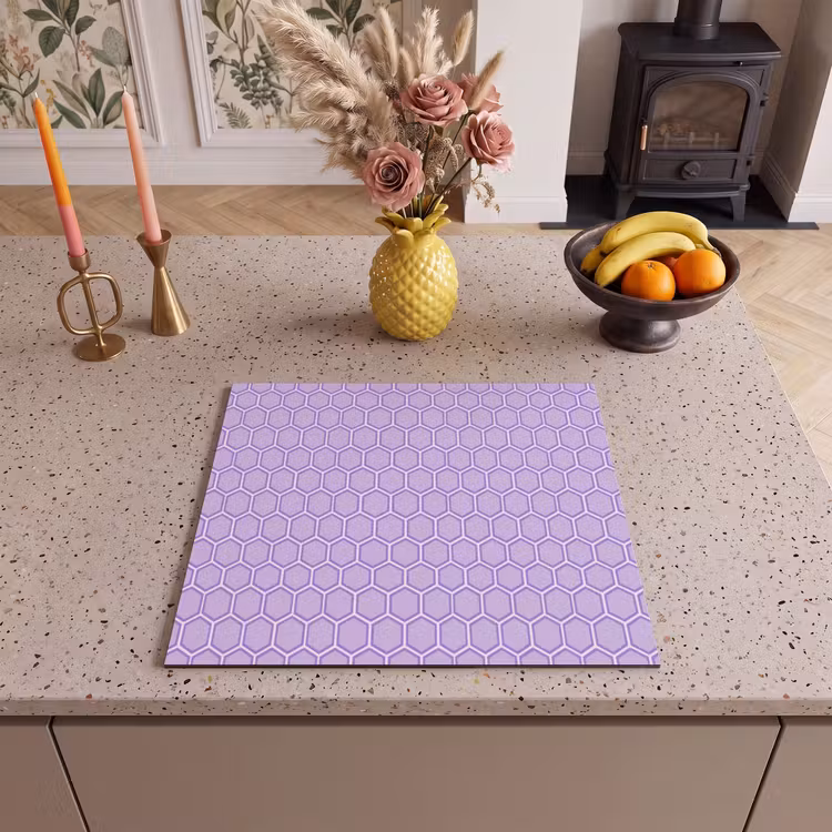 Herdabdeckplatte - Lila – Geometrisch – Wabenmuster – Bienenwabe – Muster — 2