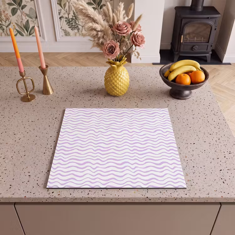 Herdabdeckplatte - Lila – Geometrisch – Wellen – Linien – Muster — 2