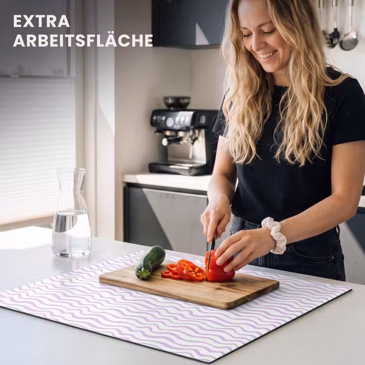 Herdabdeckplatte - Lila – Geometrisch – Wellen – Linien – Muster — 4
