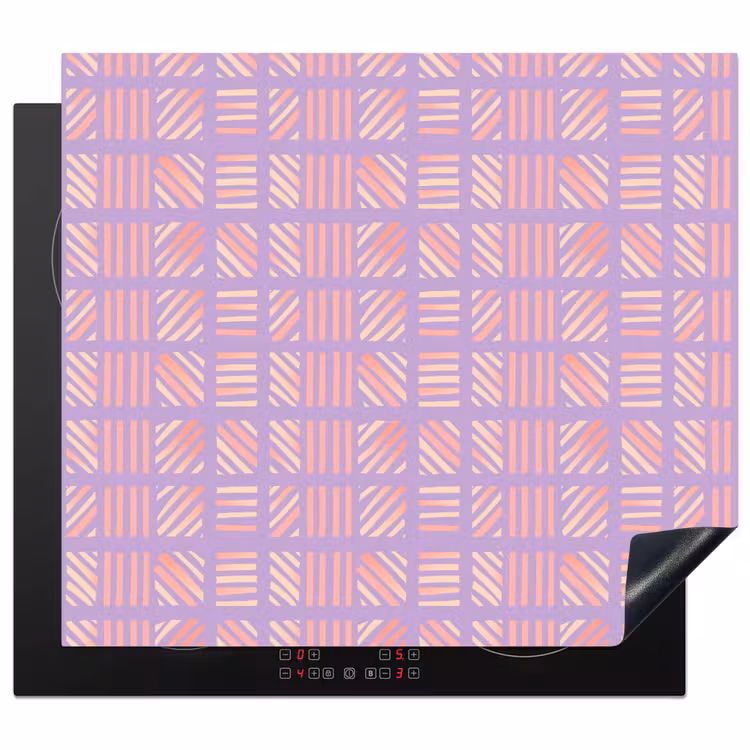 Herdabdeckplatte - Lila – Rosa – Geometrisch – Streifen – Blöcke – Muster — 1