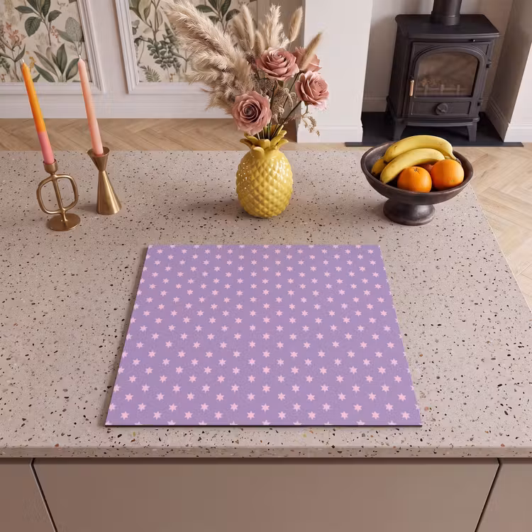 Herdabdeckplatte - Lila – Rosa – Sterne – Geometrisch – Muster — 2