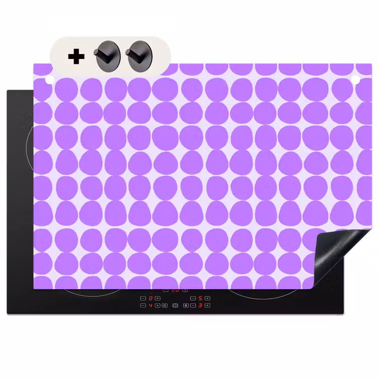 2-in-1 Herdabdeckplatte & Spritzschutz - Lila – Geometrisch – Punkte – Polka Dot – Muster — 1