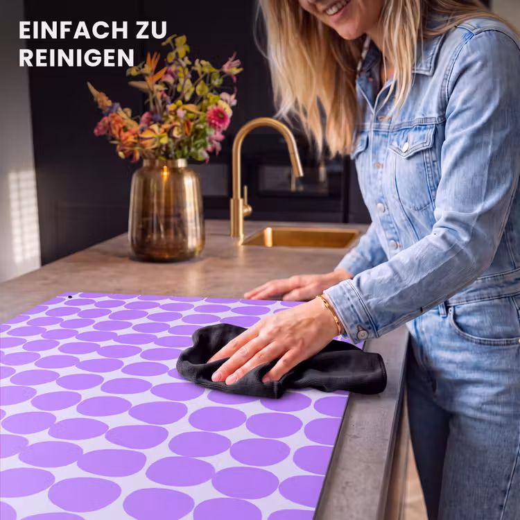 2-in-1 Herdabdeckplatte & Spritzschutz - Lila – Geometrisch – Punkte – Polka Dot – Muster — 5