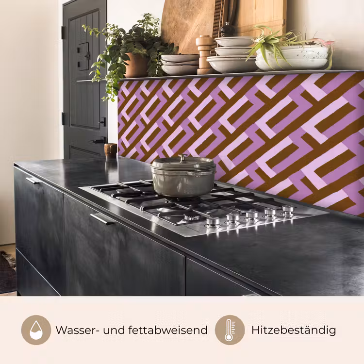 Küchenrückwand - Braun – Rosa – Geometrisch – Mäander – Muster — 5