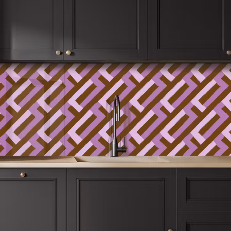 Küchenrückwand - Braun – Rosa – Geometrisch – Mäander – Muster — 6