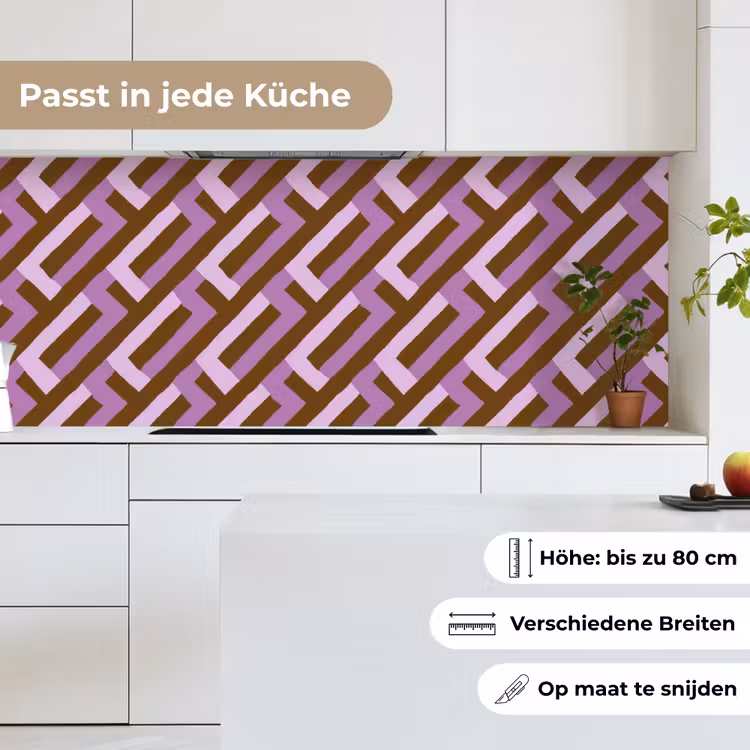 Küchenrückwand - Braun – Rosa – Geometrisch – Mäander – Muster — 7
