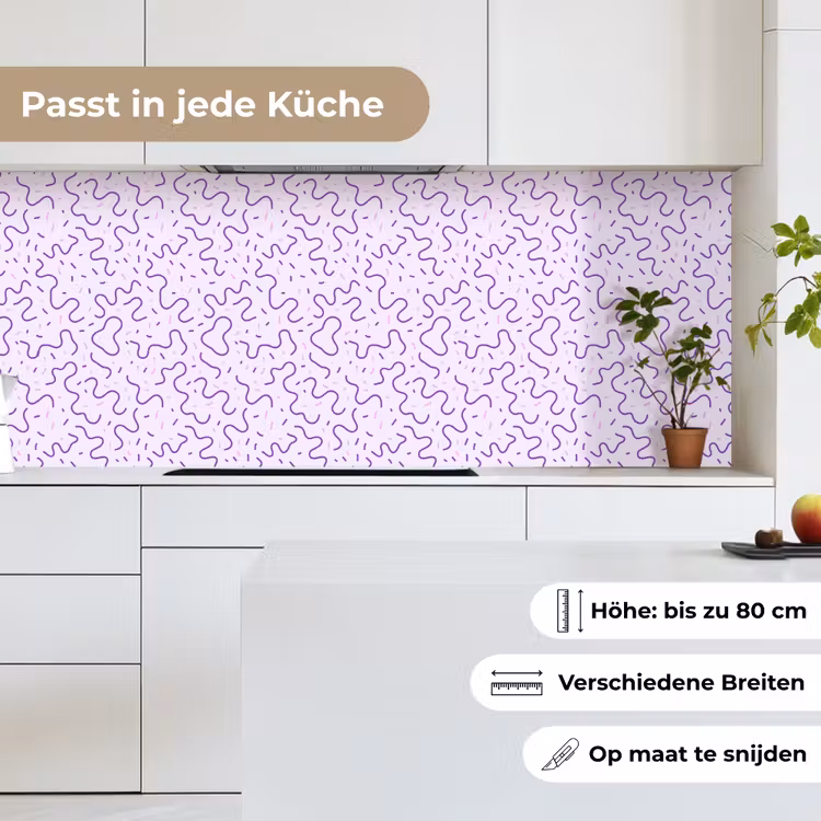Küchenrückwand - Lila – Abstrakt – Memphis – Retro – Sprenkel – Muster — 7