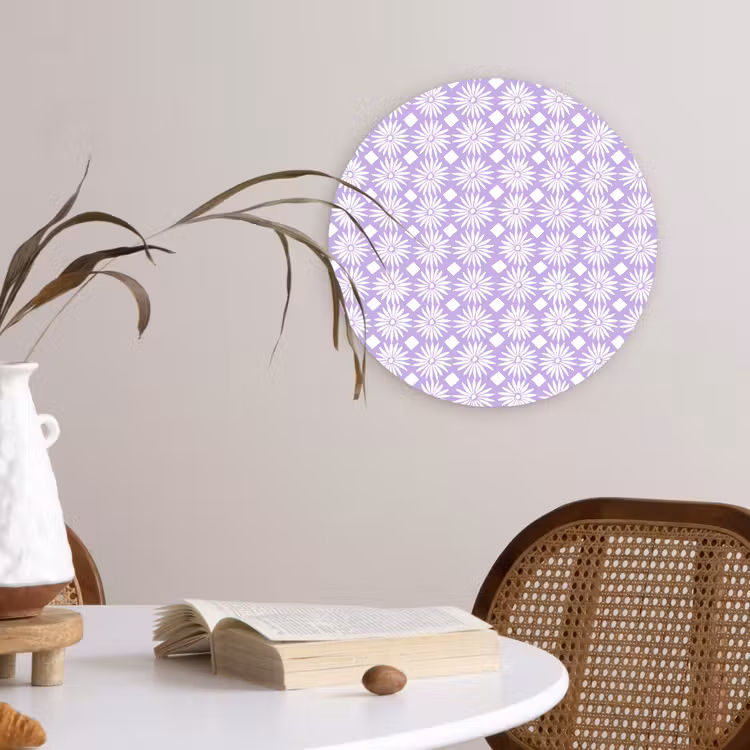 Forexbild Rund - Lila – Botanisch – Blumen – Gänseblümchen – Muster — 4