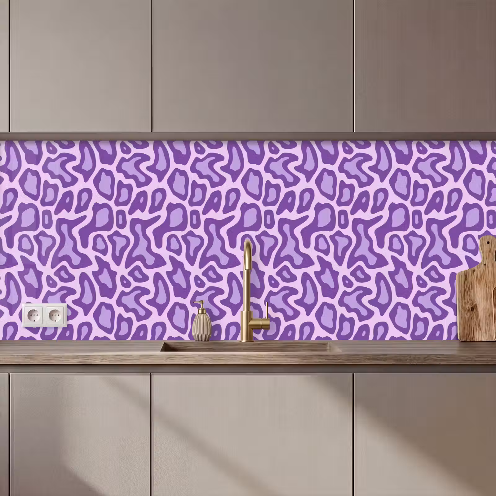 Küchenrückwand - Lila – Abstrakt – Leopard – Flecken – Groovy – Muster — 1