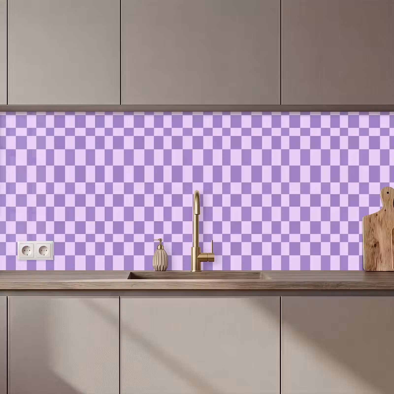 Küchenrückwand - Lila – Geometrisch – Schachbrettmuster – Blöcke – Muster — 1