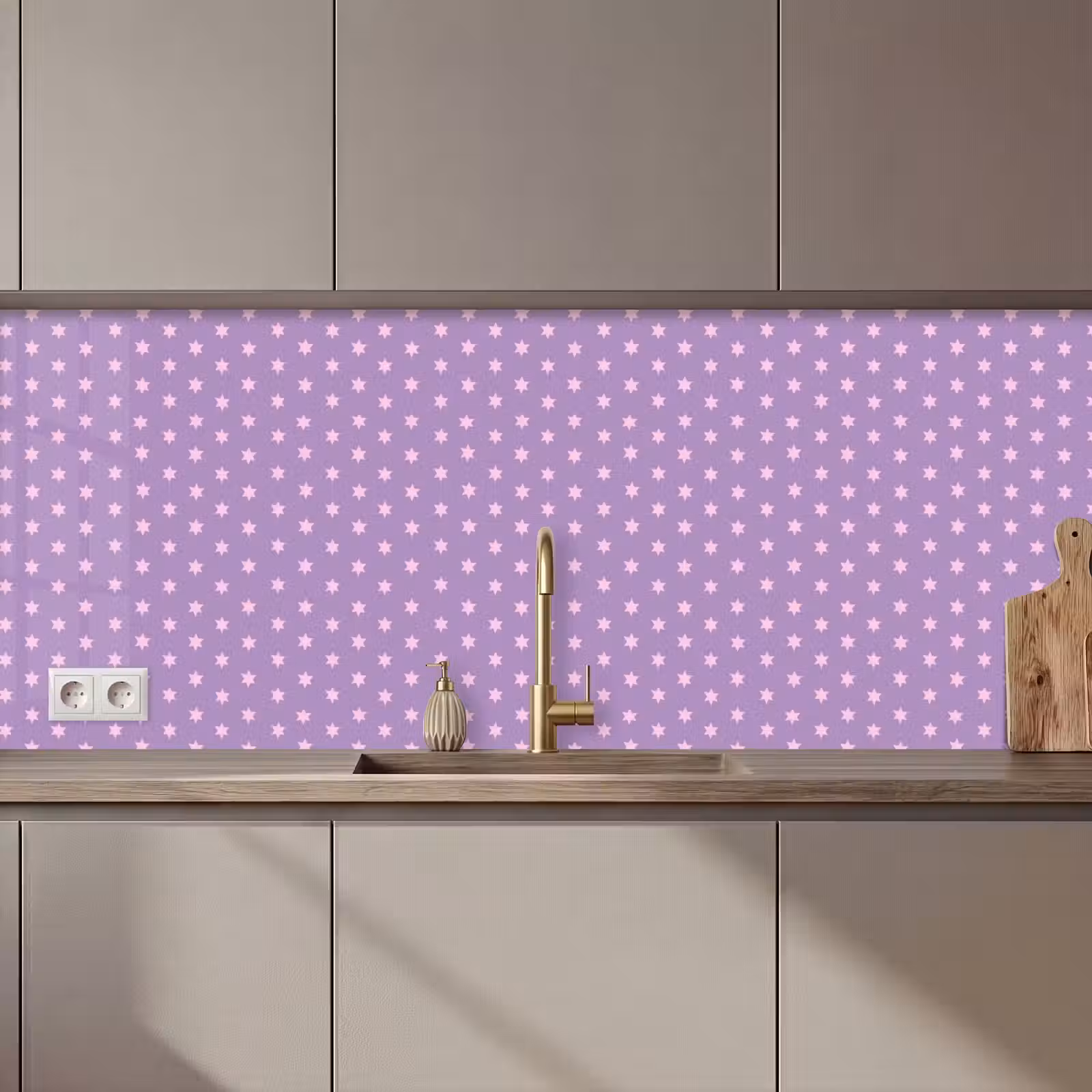 Küchenrückwand - Lila – Rosa – Sterne – Geometrisch – Muster — 1