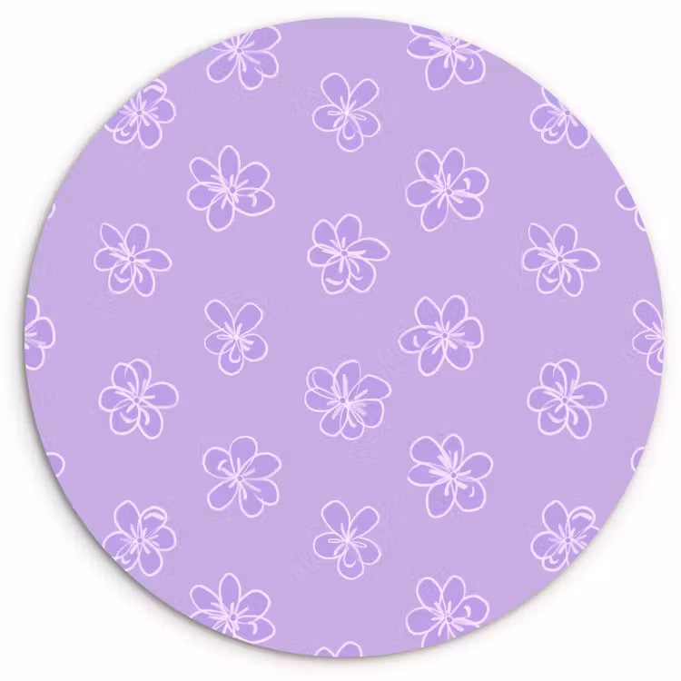 Forexbild Rund - Lila – Botanisch – Blumen – Handgezeichnet – Muster — 1