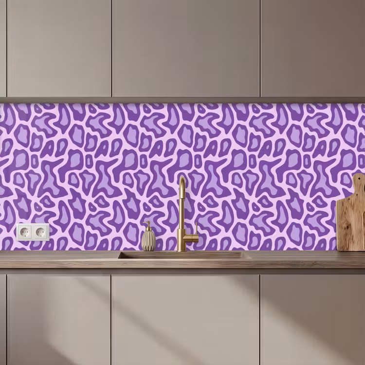 Küchenrückwand - Lila – Abstrakt – Leopard – Flecken – Groovy – Muster — 1