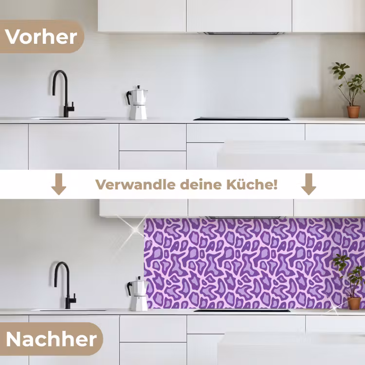 Küchenrückwand - Lila – Abstrakt – Leopard – Flecken – Groovy – Muster — 3