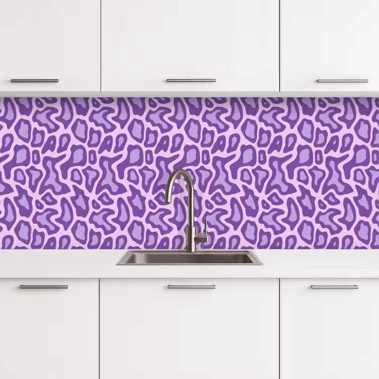Küchenrückwand - Lila – Abstrakt – Leopard – Flecken – Groovy – Muster — 4