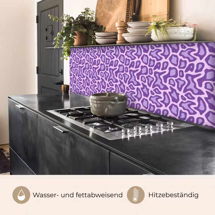 Küchenrückwand - Lila – Abstrakt – Leopard – Flecken – Groovy – Muster — 5