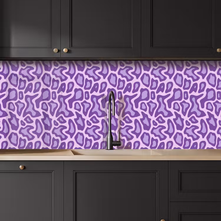 Küchenrückwand - Lila – Abstrakt – Leopard – Flecken – Groovy – Muster — 6
