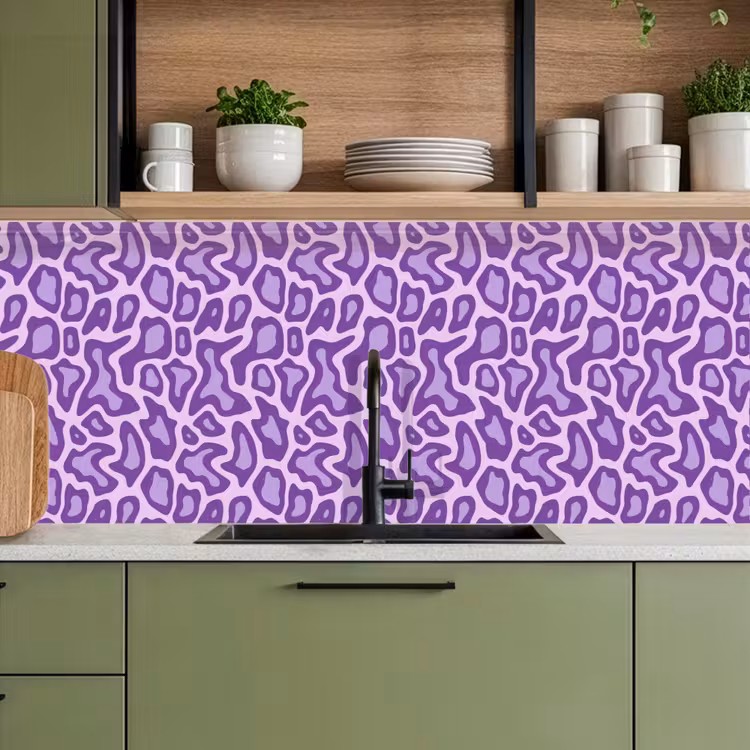 Küchenrückwand - Lila – Abstrakt – Leopard – Flecken – Groovy – Muster — 8