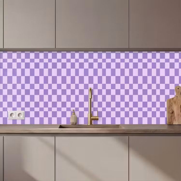 Küchenrückwand - Lila – Geometrisch – Schachbrettmuster – Blöcke – Muster — 1