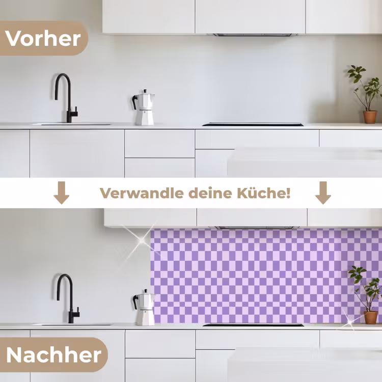 Küchenrückwand - Lila – Geometrisch – Schachbrettmuster – Blöcke – Muster — 3