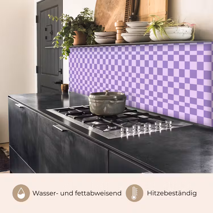 Küchenrückwand - Lila – Geometrisch – Schachbrettmuster – Blöcke – Muster — 5