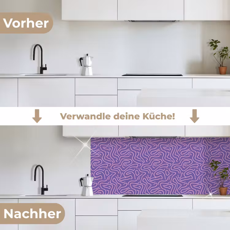Küchenrückwand - Lila – Rosa – Abstrakt – Linien – Labyrinth – Muster — 3