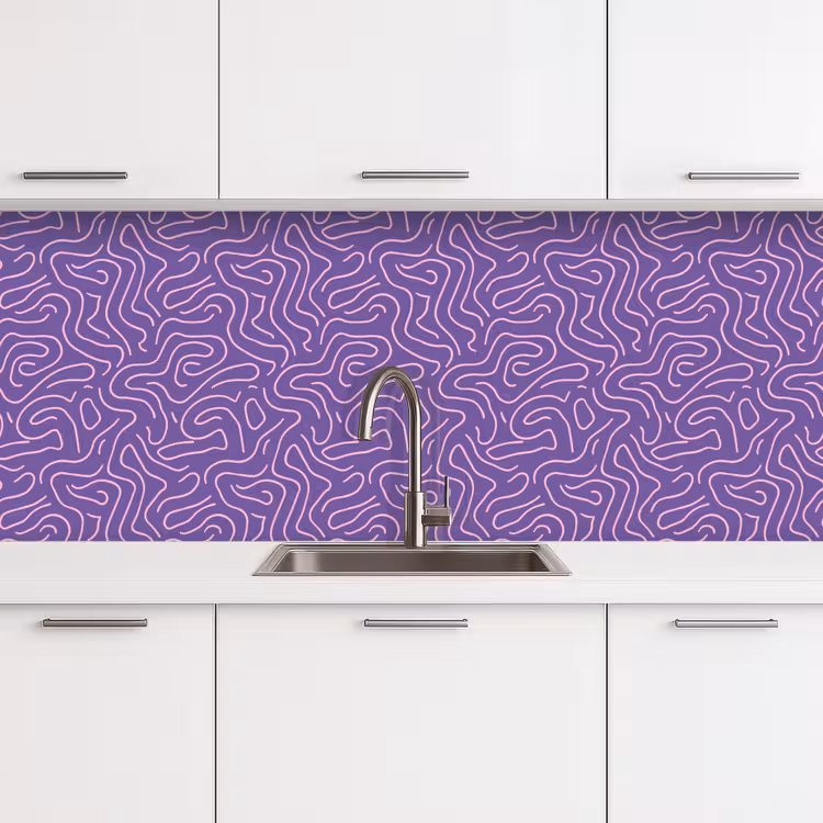 Küchenrückwand - Lila – Rosa – Abstrakt – Linien – Labyrinth – Muster — 4