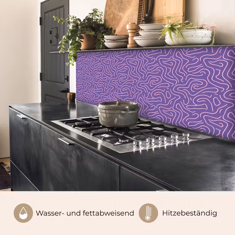 Küchenrückwand - Lila – Rosa – Abstrakt – Linien – Labyrinth – Muster — 5