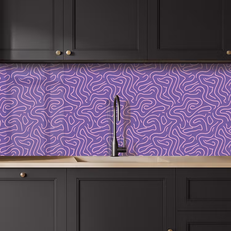 Küchenrückwand - Lila – Rosa – Abstrakt – Linien – Labyrinth – Muster — 6