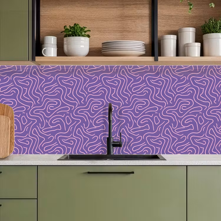 Küchenrückwand - Lila – Rosa – Abstrakt – Linien – Labyrinth – Muster — 8