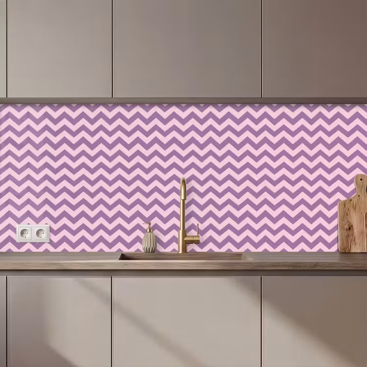 Küchenrückwand - Lila – Rosa – Geometrisch – Chevron – Zickzack – Muster — 1