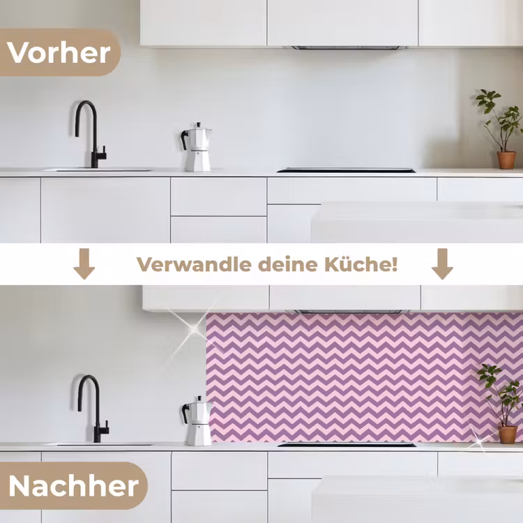 Küchenrückwand - Lila – Rosa – Geometrisch – Chevron – Zickzack – Muster — 3