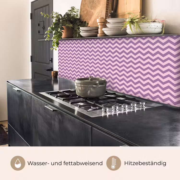 Küchenrückwand - Lila – Rosa – Geometrisch – Chevron – Zickzack – Muster — 5