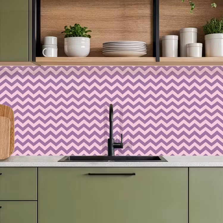 Küchenrückwand - Lila – Rosa – Geometrisch – Chevron – Zickzack – Muster — 8