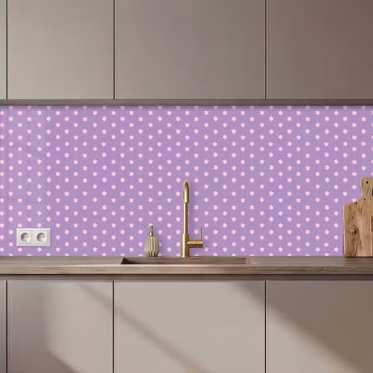Küchenrückwand - Lila – Rosa – Sterne – Geometrisch – Muster — 1