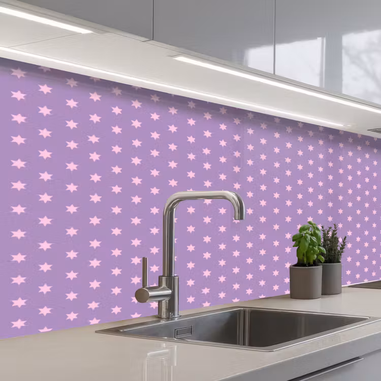 Küchenrückwand - Lila – Rosa – Sterne – Geometrisch – Muster — 2