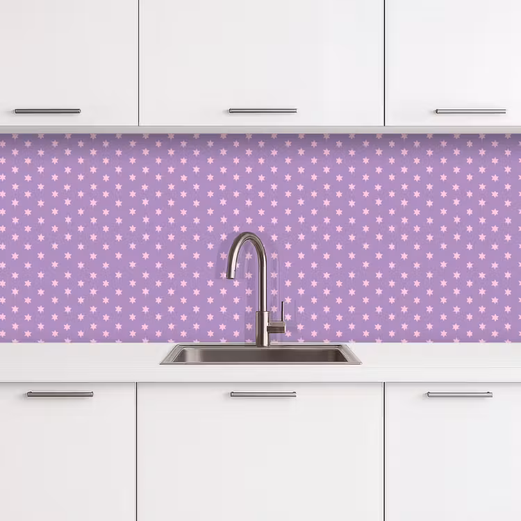 Küchenrückwand - Lila – Rosa – Sterne – Geometrisch – Muster — 4