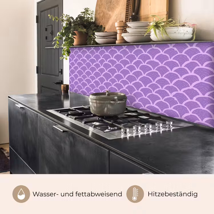 Küchenrückwand - Lila – Schuppen – Muscheln – Handgezeichnet – Muster — 5