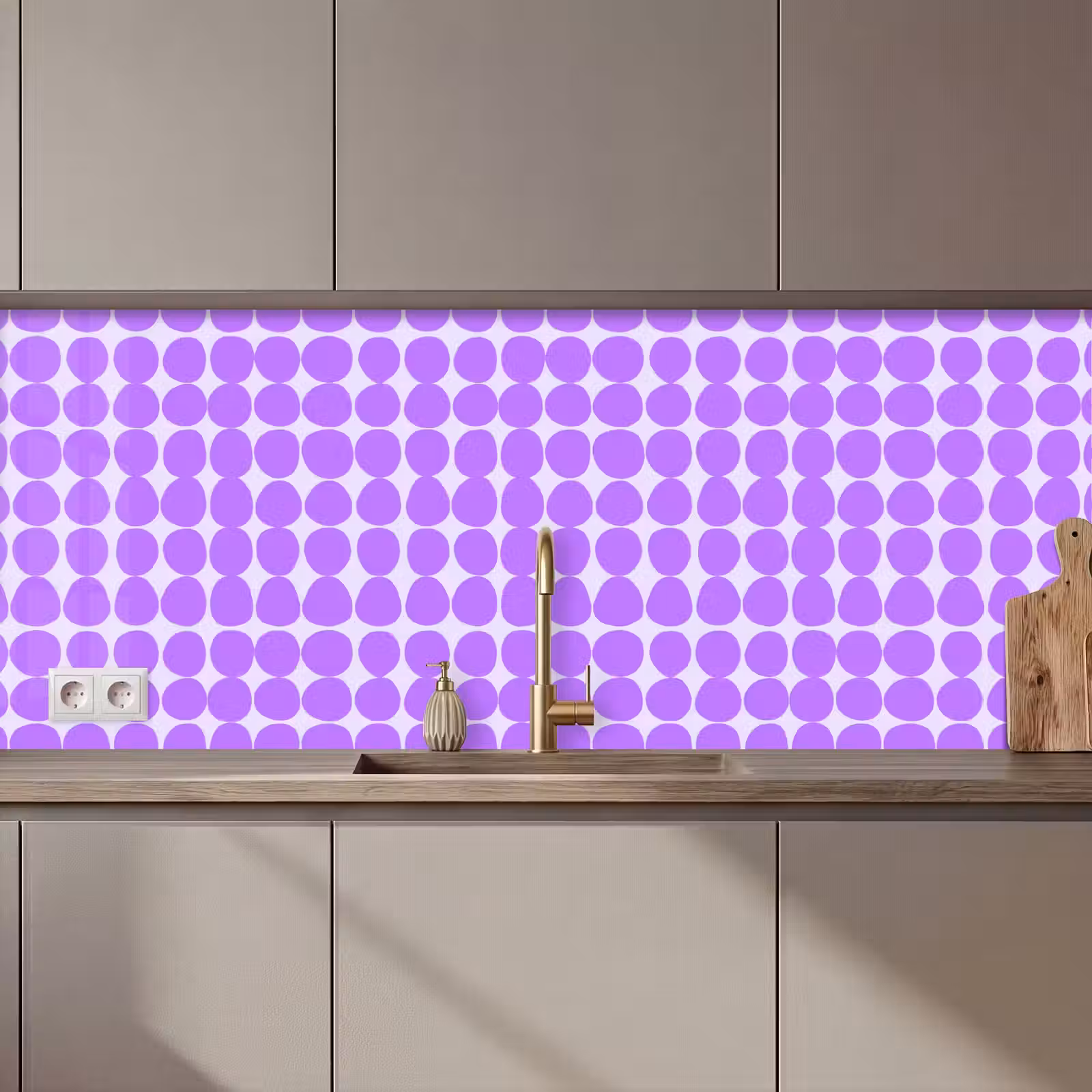 Küchenrückwand - Lila – Geometrisch – Punkte – Polka Dot – Muster — 1