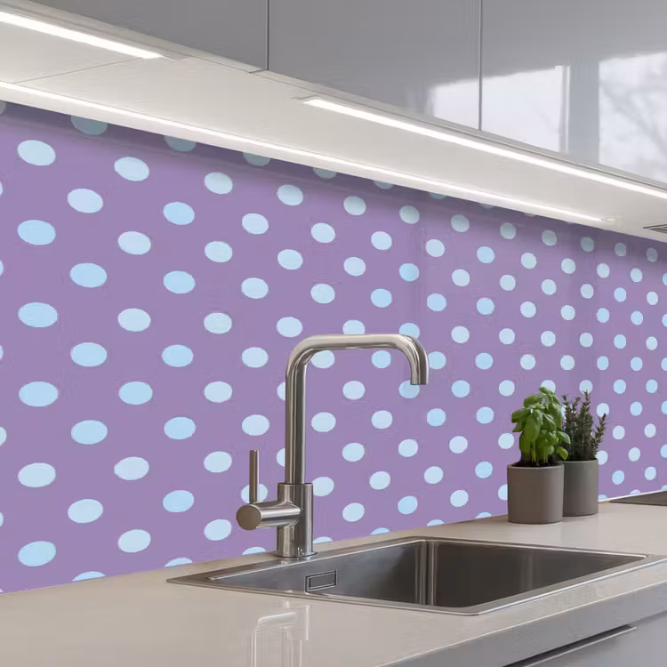 Küchenrückwand - Lila – Blau – Geometrisch – Punkte – Polka Dot – Muster — 2