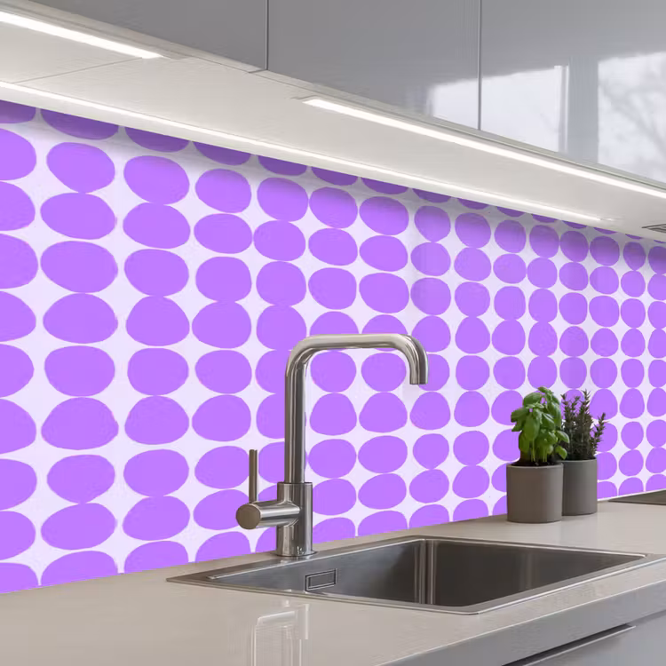 Küchenrückwand - Lila – Geometrisch – Punkte – Polka Dot – Muster — 2