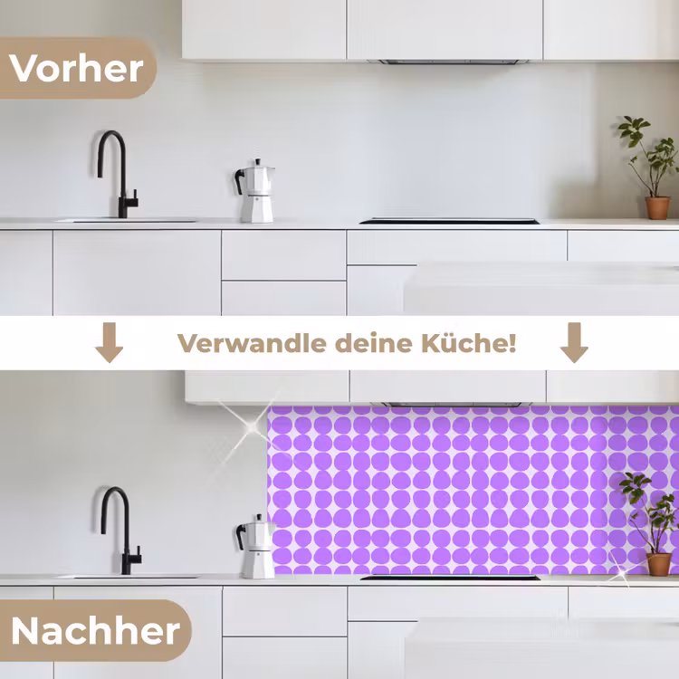 Küchenrückwand - Lila – Geometrisch – Punkte – Polka Dot – Muster — 3