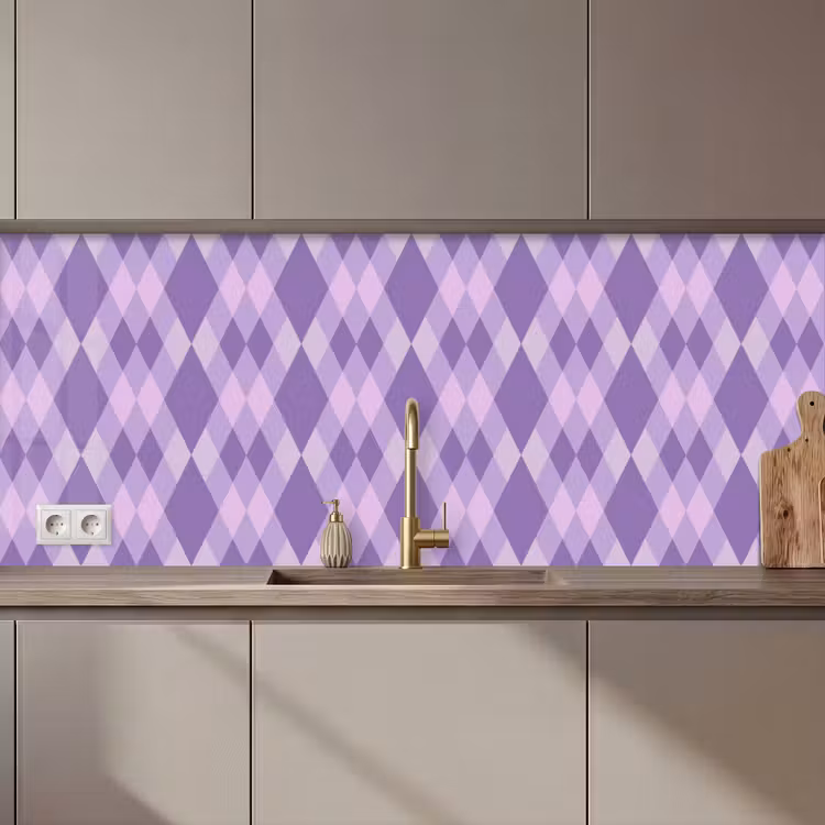Küchenrückwand - Lila – Geometrisch – Rauten – Argyle – Muster — 1
