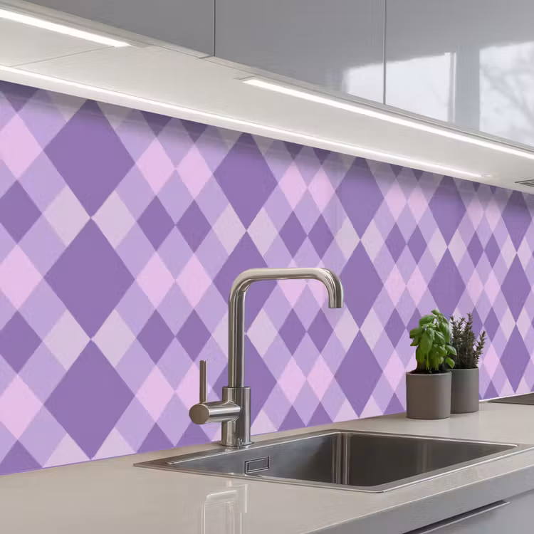 Küchenrückwand - Lila – Geometrisch – Rauten – Argyle – Muster — 2