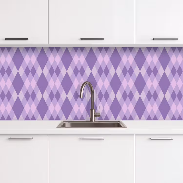 Küchenrückwand - Lila – Geometrisch – Rauten – Argyle – Muster — 4