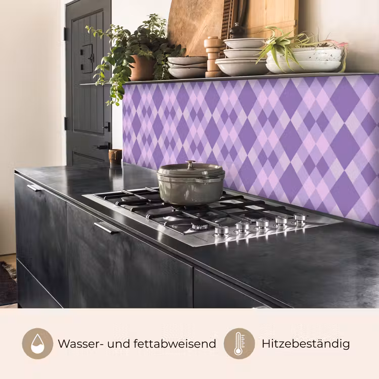Küchenrückwand - Lila – Geometrisch – Rauten – Argyle – Muster — 5